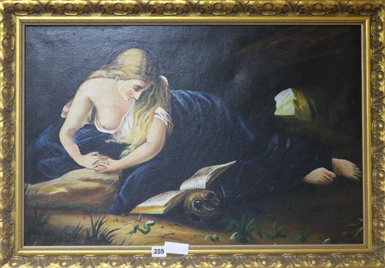 Oil on canvas of penitent Magdalene 47 x 72cm